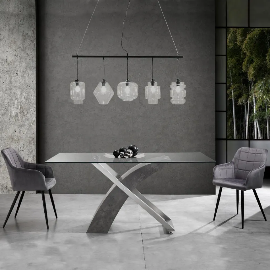 Lot de 2 Chaises en Tissu Effet Velours - Plutonium Viadurini