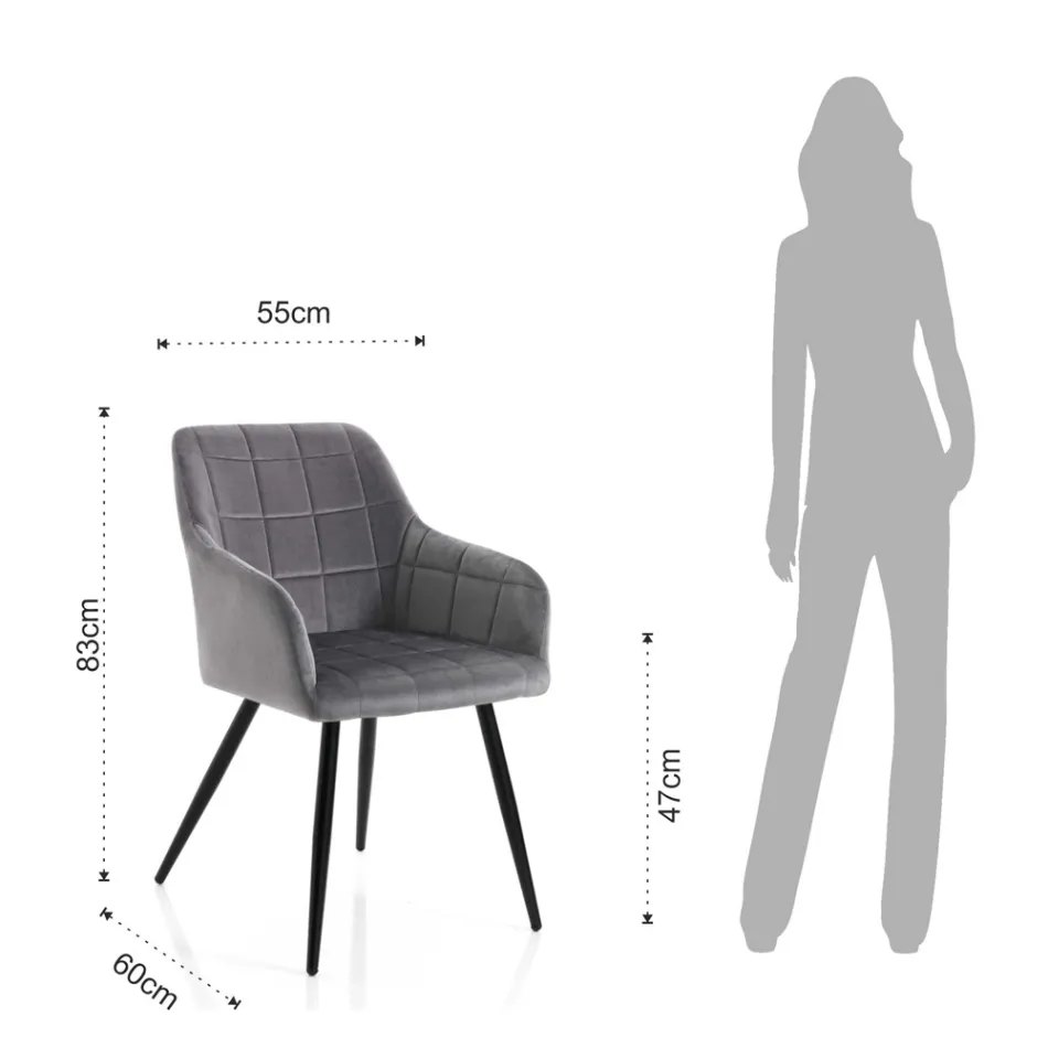 Lot de 2 Chaises en Tissu Effet Velours - Plutonium Viadurini