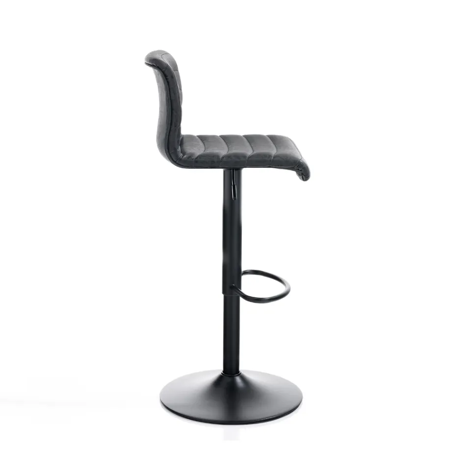 Lot de 2 Tabourets de Bar en Cuir Synthétique et Acier - Potassium Viadurini