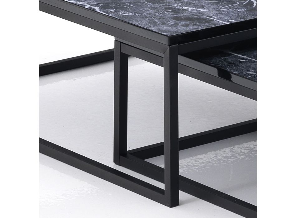 Lot de 2 tables basses en MDF finition marbre - Osmium Viadurini