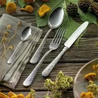 Set de 24 couverts en acier poli avec gravure Made in Italy - Nara Viadurini