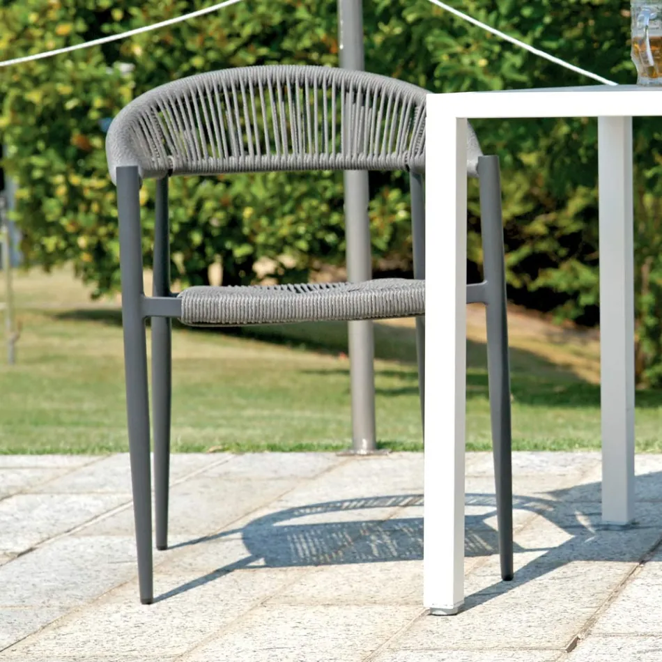 Ensemble de 4 fauteuils en aluminium et résine tressée - Tavira Viadurini