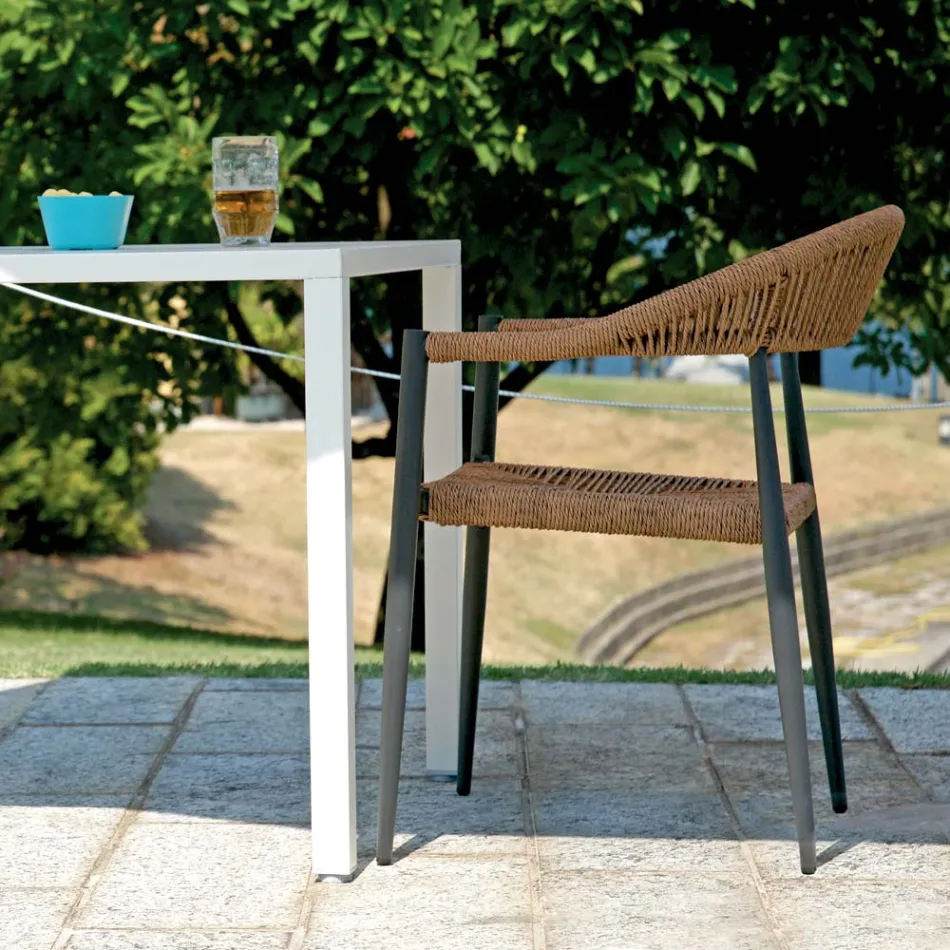 Ensemble de 4 fauteuils en aluminium et résine tressée - Tavira Viadurini