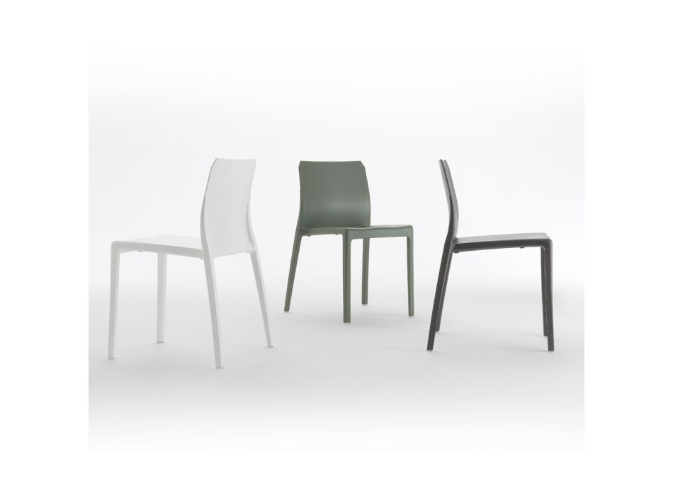 Lot de 4 chaises d'extérieur et d'intérieur en polypropylène de différentes couleurs - Construit Viadurini