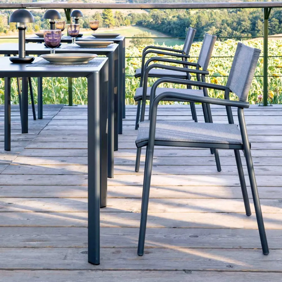 Lot de 4 chaises de jardin en aluminium et Batyline - Lucente Viadurini