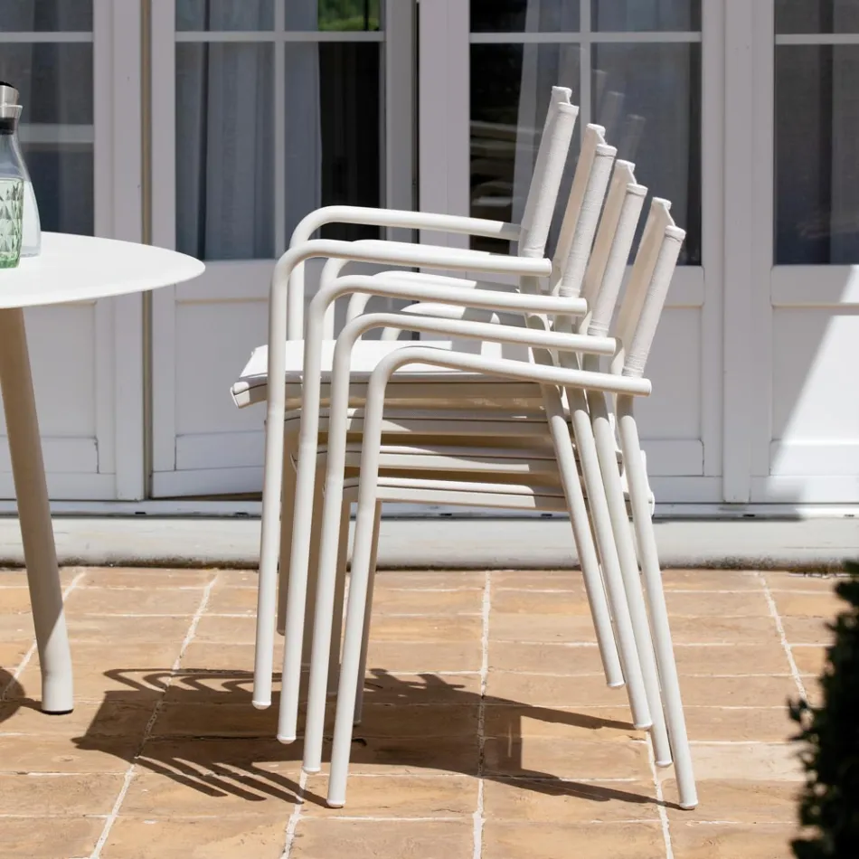 Lot de 4 chaises de jardin en aluminium et Batyline - Lucente Viadurini