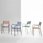 Lot de 4 chaises de jardin en métal galvanisé et Batyline - Prestigio Viadurini