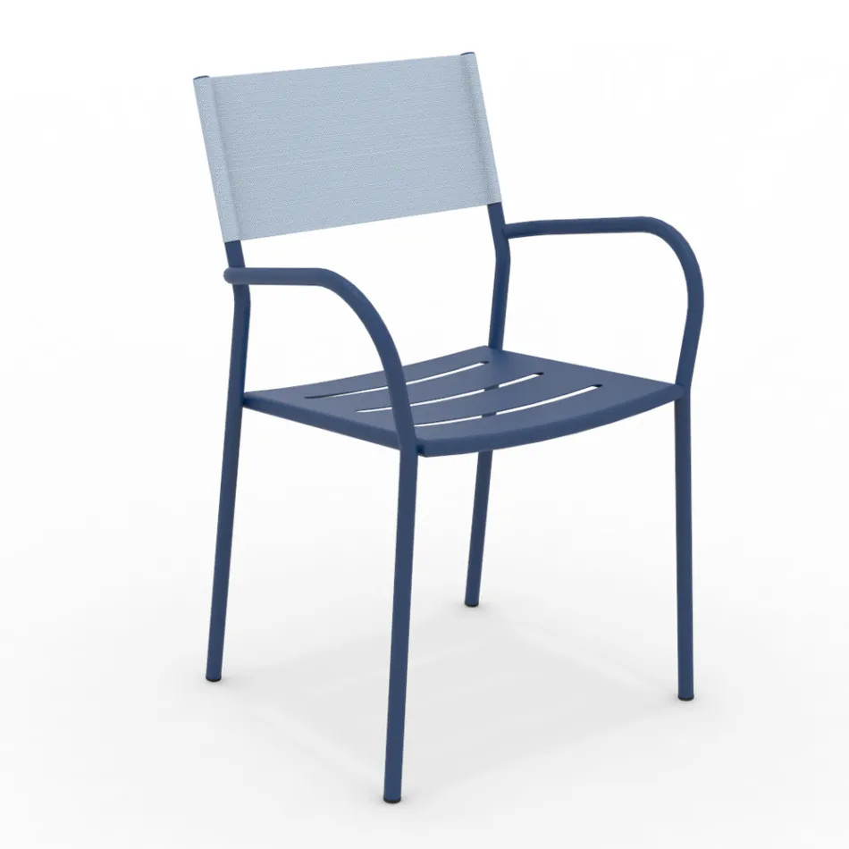 Lot de 4 chaises de jardin en métal galvanisé et Batyline - Prestigio Viadurini