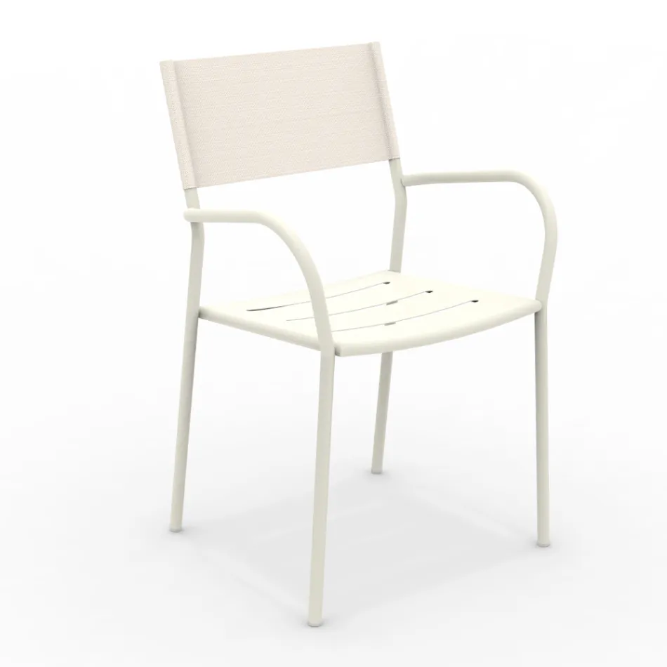 Lot de 4 chaises de jardin en métal galvanisé et Batyline - Prestigio Viadurini