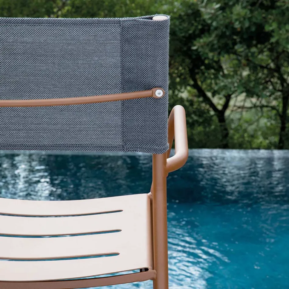 Lot de 4 chaises de jardin en métal galvanisé et Batyline - Prestigio Viadurini