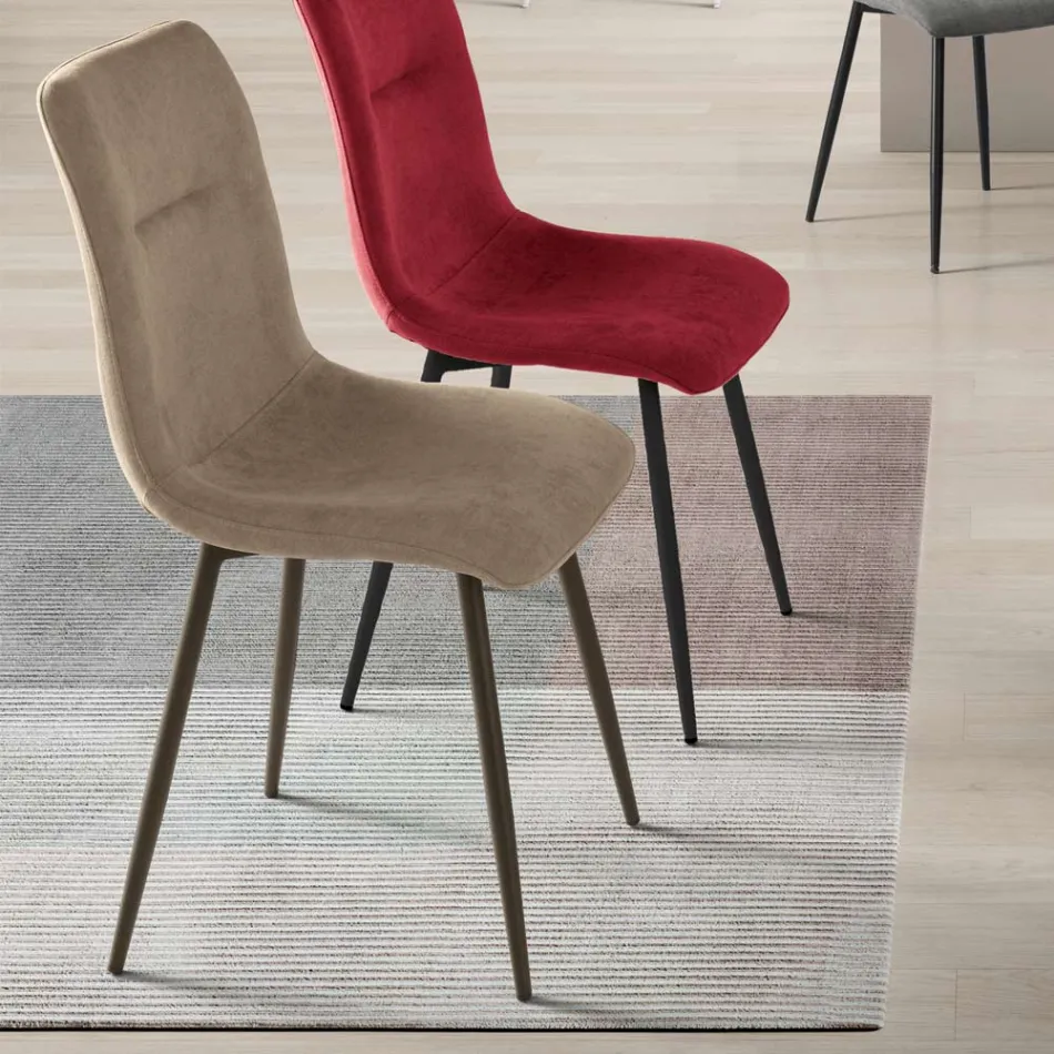 Ensemble de 4 fauteuils de salon rembourrés en tissu avec piètement en métal - Projet Viadurini