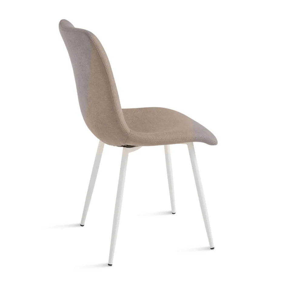 Ensemble de 4 fauteuils de salon rembourrés en tissu avec piètement en métal - Projet Viadurini