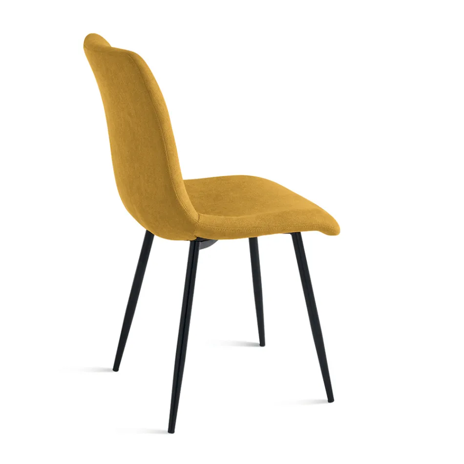 Ensemble de 4 fauteuils de salon rembourrés en tissu avec piètement en métal - Projet Viadurini