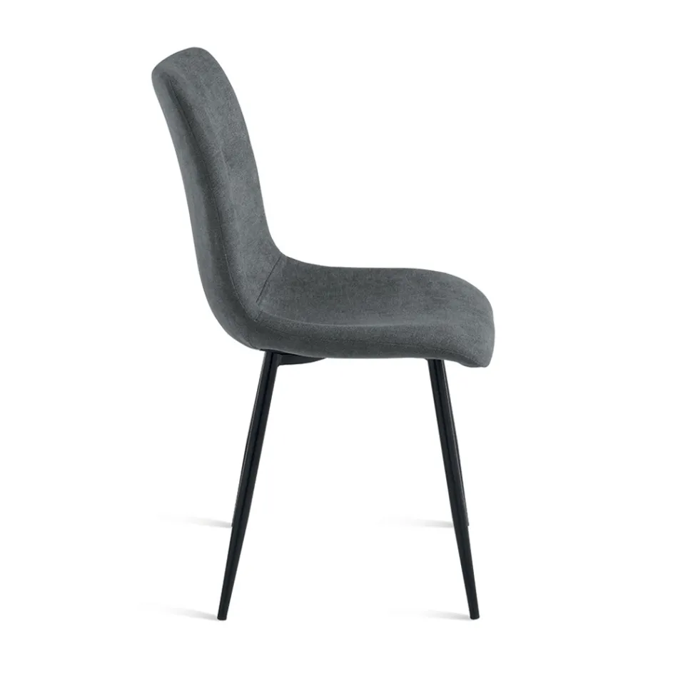 Ensemble de 4 fauteuils de salon rembourrés en tissu avec piètement en métal - Projet Viadurini