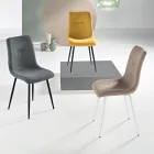 Ensemble de 4 fauteuils de salon rembourrés en tissu avec piètement en métal - Projet Viadurini