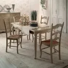 Ensemble de 4 chaises en bois gris tourterelle et paille, fabriquées en Italie - Celestino Viadurini