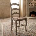 Ensemble de 4 chaises en bois gris tourterelle et paille, fabriquées en Italie - Celestino