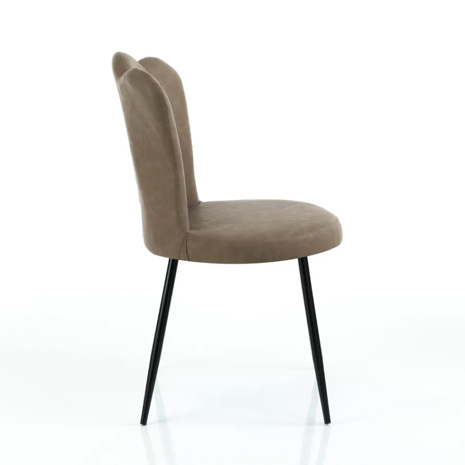 Lot de 4 Chaises en Cuir Synthétique Effet Vieilli - Ambre Viadurini