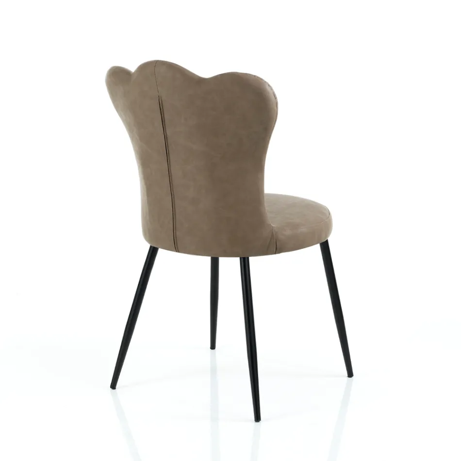 Lot de 4 Chaises en Cuir Synthétique Effet Vieilli - Ambre Viadurini