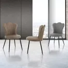 Lot de 4 Chaises en Cuir Synthétique Effet Vieilli - Ambre Viadurini