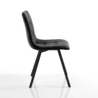 Lot de 4 Chaises en Tissu Anthracite et Acier Noir - Anthracite Viadurini