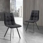 Lot de 4 Chaises en Tissu Anthracite et Acier Noir - Anthracite Viadurini