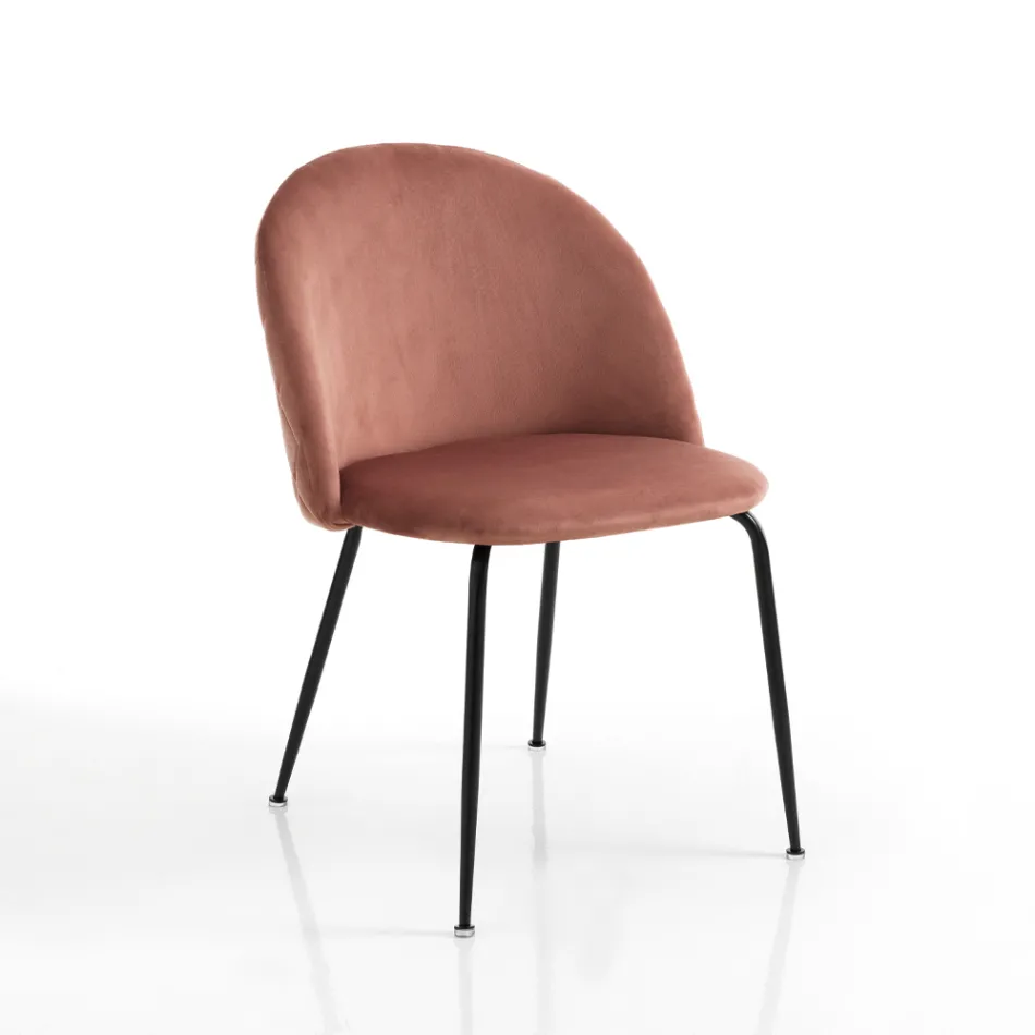 Lot de 4 chaises en tissu microfibre effet velours - Terbio Viadurini