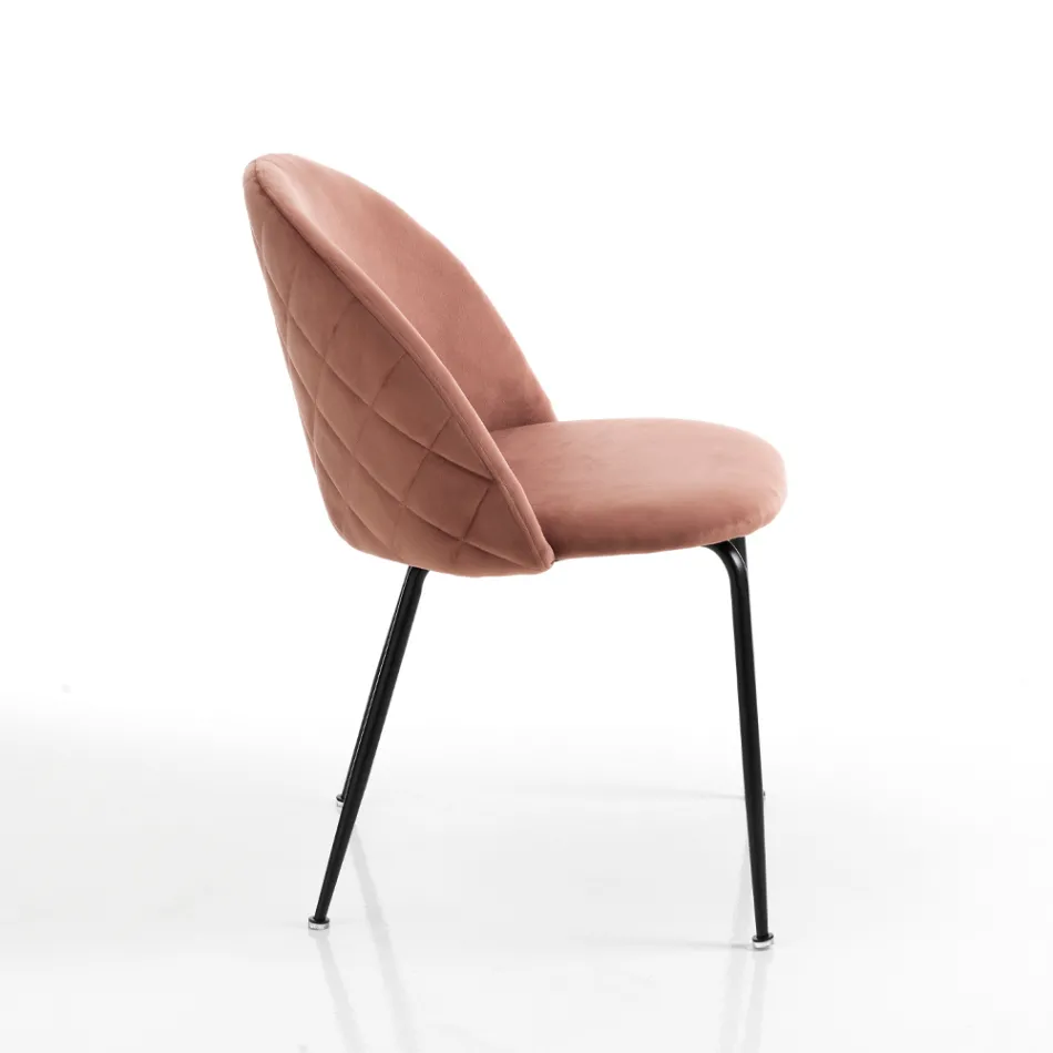 Lot de 4 chaises en tissu microfibre effet velours - Terbio Viadurini