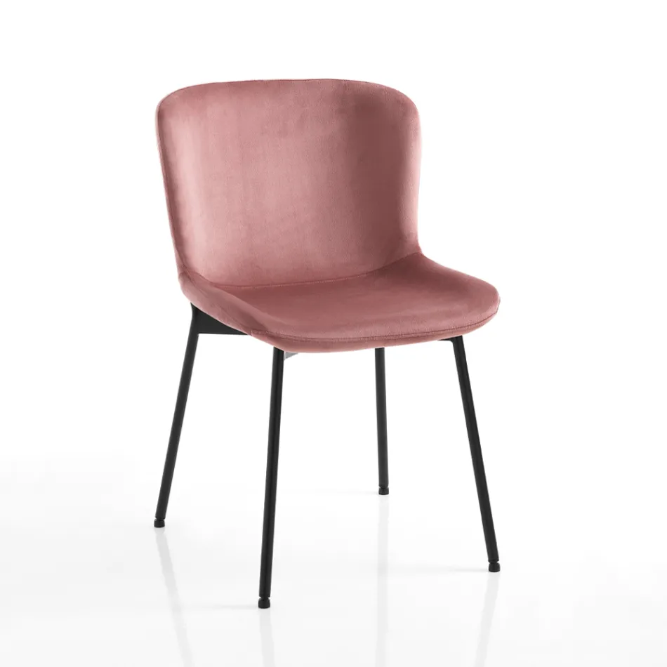 Lot de 4 chaises en tissu et pieds inclinables - Dentice Viadurini