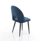 Lot de 4 Chaises en Tissu Effet Velours Bleu - Dalmatien Viadurini