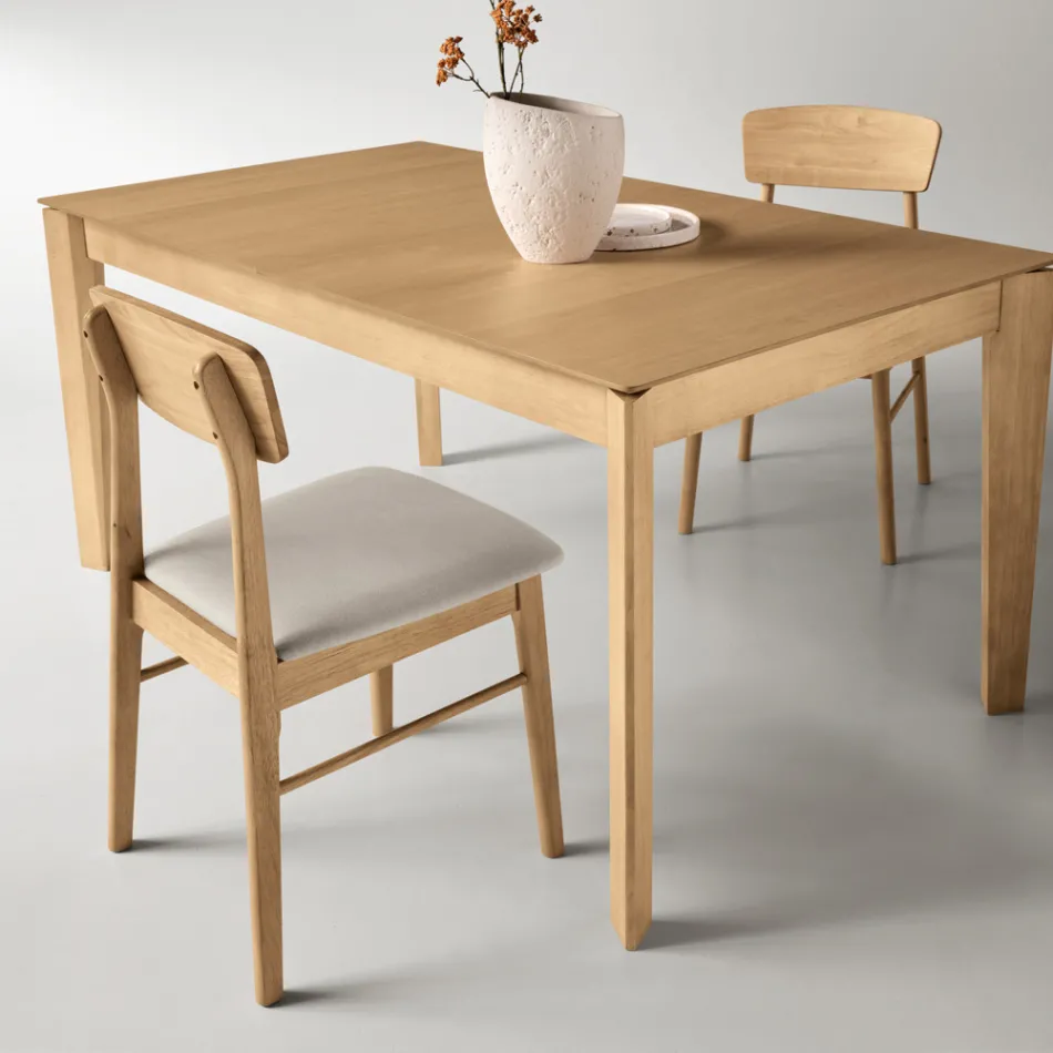Ensemble de deux chaises en bois écologiques avec assise en tissu rembourré - Nadir Viadurini