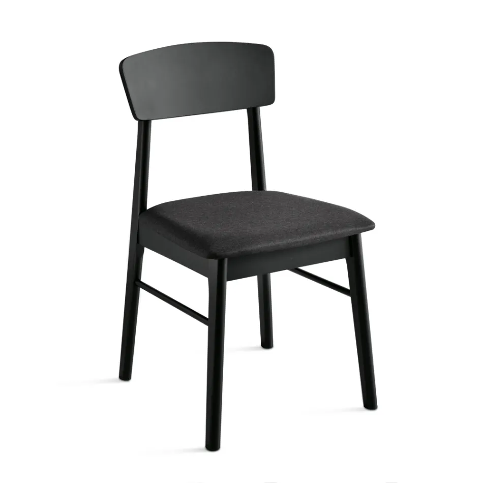 Ensemble de deux chaises en bois écologiques avec assise en tissu rembourré - Nadir Viadurini