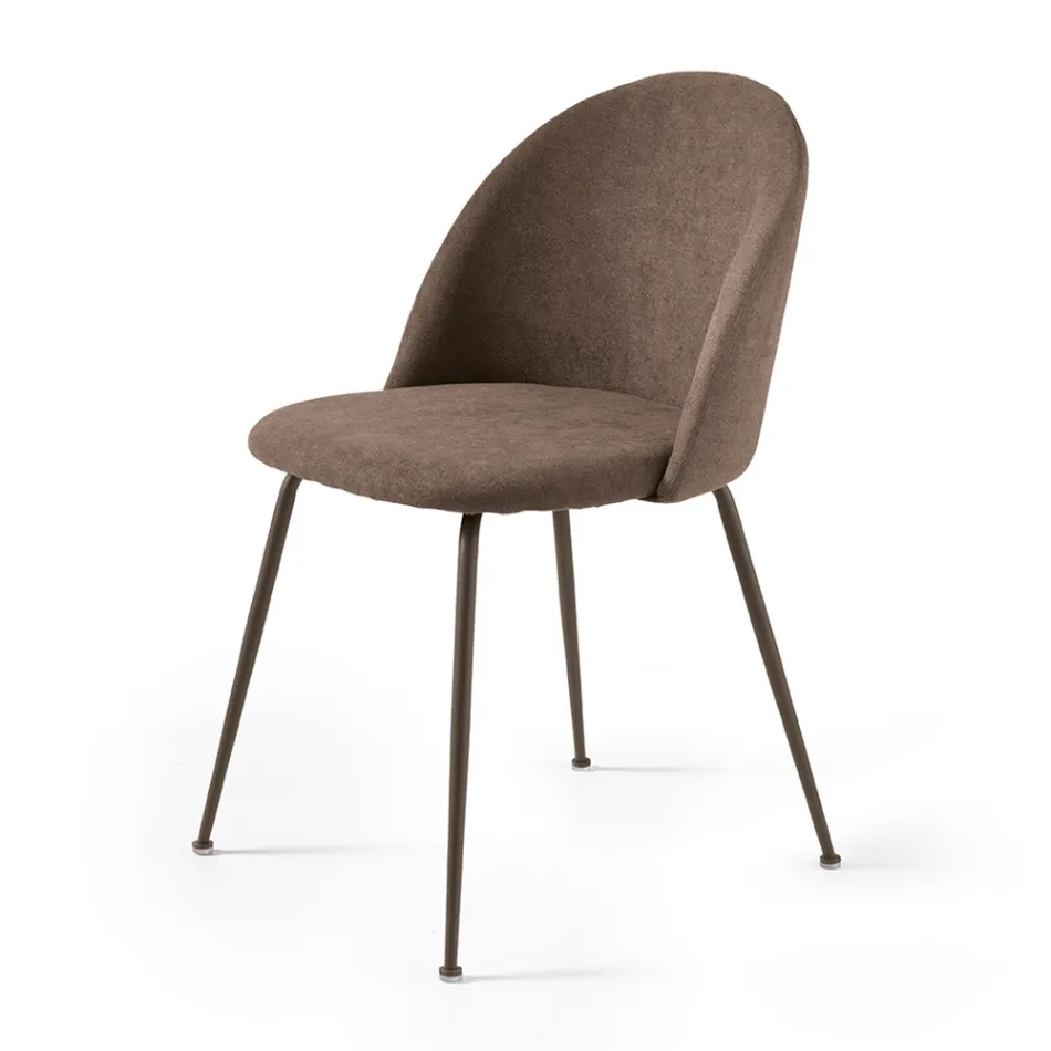 Ensemble de deux chaises en métal peint et tissu rembourré de couleurs variées - Rivo Viadurini