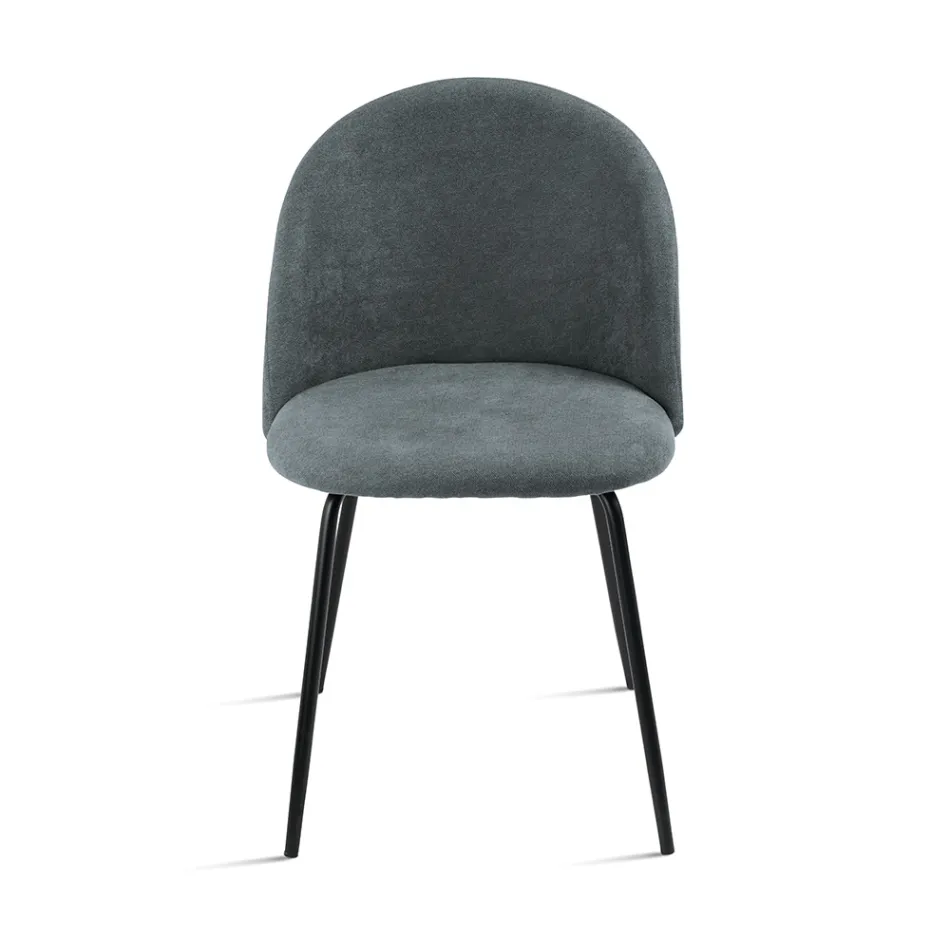 Ensemble de deux chaises en métal peint et tissu rembourré de couleurs variées - Rivo Viadurini