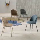 Ensemble de deux chaises en métal peint et tissu rembourré de couleurs variées - Rivo Viadurini