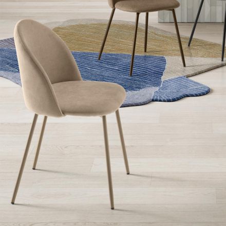 Ensemble de deux chaises en métal peint et tissu rembourré de couleurs variées - Rivo Viadurini