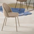 Ensemble de deux chaises en métal peint et tissu rembourré de couleurs variées - Rivo