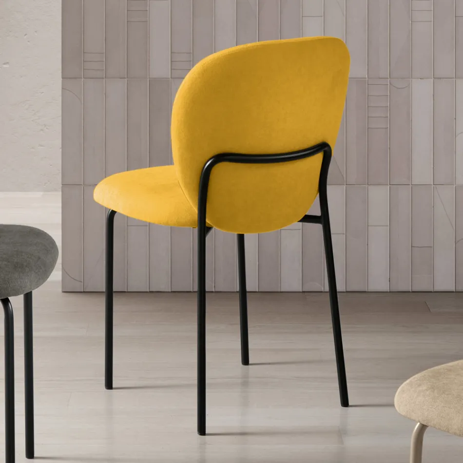 Ensemble de deux chaises rembourrées en tissu avec structure en métal peint - Lior Viadurini