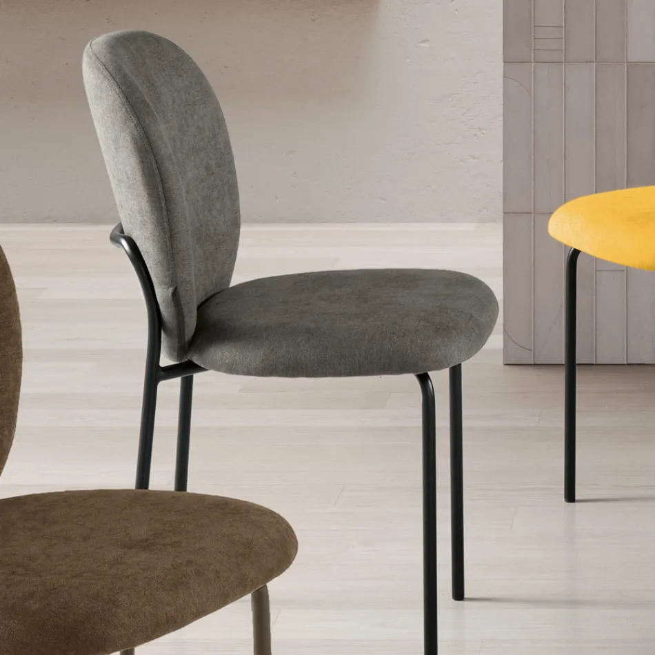 Ensemble de deux chaises rembourrées en tissu avec structure en métal peint - Lior Viadurini