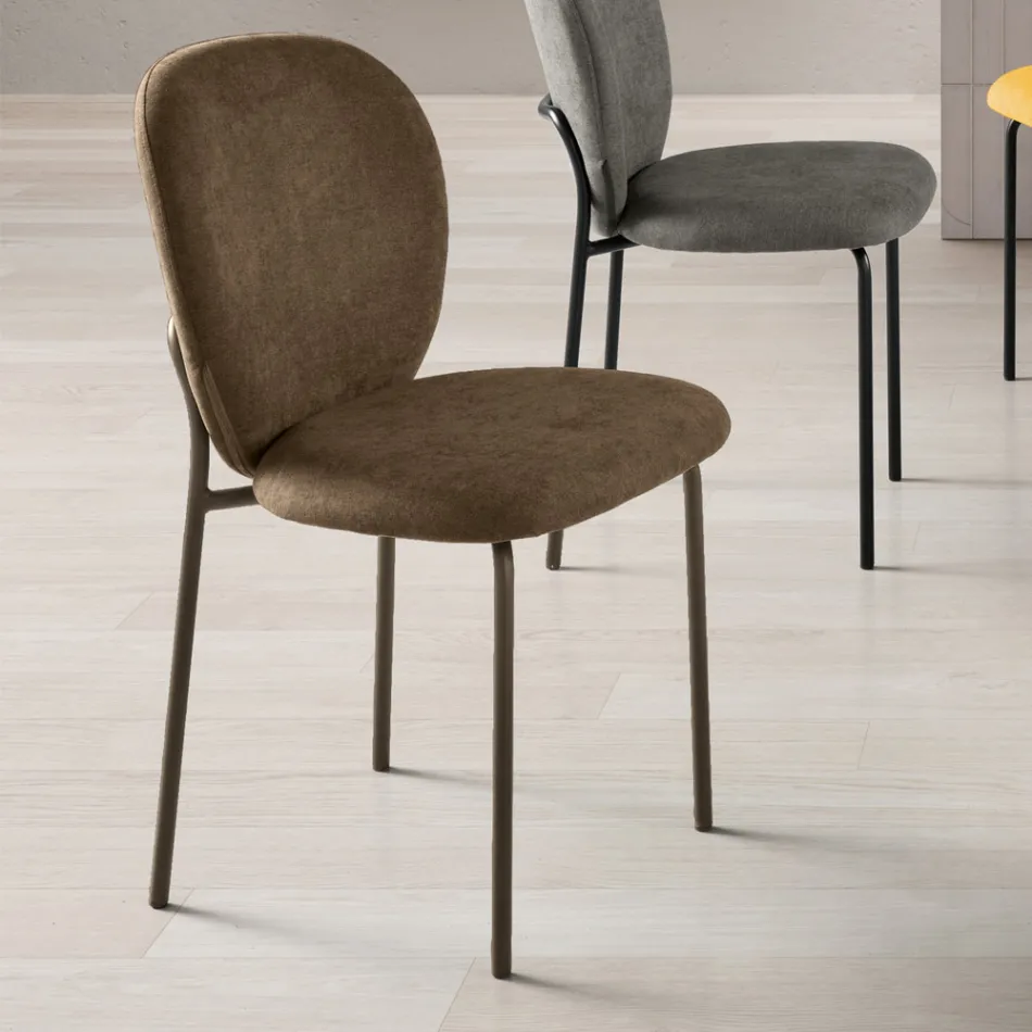 Ensemble de deux chaises rembourrées en tissu avec structure en métal peint - Lior Viadurini