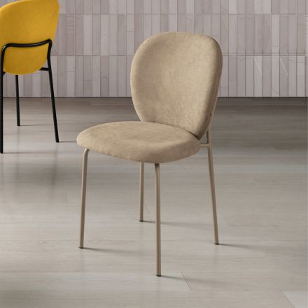 Ensemble de deux chaises rembourrées en tissu avec structure en métal peint - Lior Viadurini