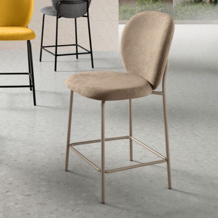 Ensemble de deux tabourets en tissu avec rembourrage et structure en métal - Lior Viadurini