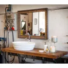 Ensemble de mobilier suspendu design pour salle de bain en teck rayé Poggio Viadurini