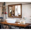 Ensemble de mobilier suspendu design pour salle de bain en teck rayé Poggio