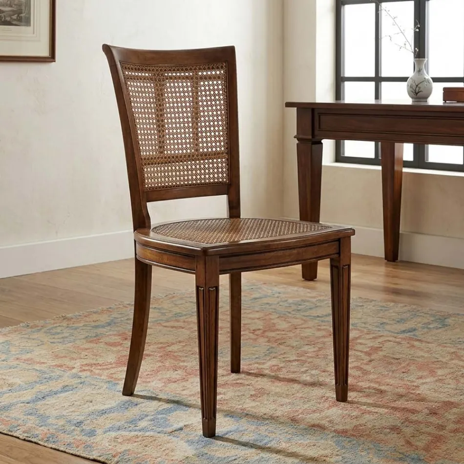 Ensemble de quatre chaises classiques Bassano en bois, fabriquées en Italie - Angelite Viadurini