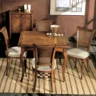 Ensemble de quatre chaises Bassano en bois et tissu, fabriquées en Italie - Ambre Viadurini
