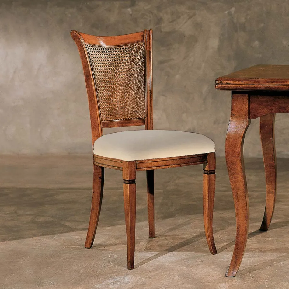 Ensemble de quatre chaises Bassano en bois et tissu, fabriquées en Italie - Ambre Viadurini