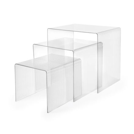 Ensemble de trois tables gigognes en plexiglas fabriquées en Italie - Leandro Viadurini
