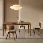 Ensemble de deux chaises avec finition effet bois et assise en tissu rembourré - Antea Viadurini