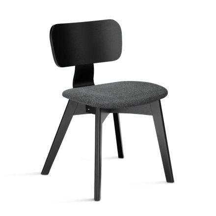 Ensemble de deux chaises avec finition effet bois et assise en tissu rembourré - Antea Viadurini